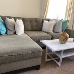 Gray Tufted Macys Jonathan Louis Sectional Movable Chaise