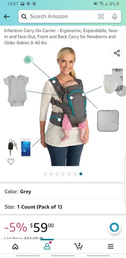 Infantino Carry On Carrier - Ergonomic, Expandable, face-in and face-Out, Front and Back Carry for Newborns and Older Babies 8-40 lbs

