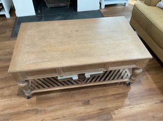 Two Pure Oak Wood Coffee Tables And Side Table 