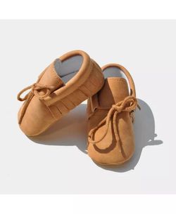 Unisex Soft Sole Moccasins Beige 0-6mos RocketBaby