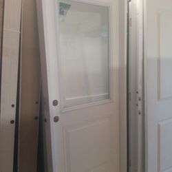 32" Door With Half Window In FRAME