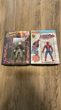 Ghost Rider and Spiderman mini statues