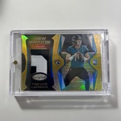 2021 Trevor Lawrence Certified New Generation Rookie Gold #/25 2 Color Patch  See photos for condition. Minor dent, appears possible to remove but car