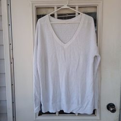 Gap V Neck White Sweater Sz L Women's