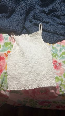 White Smocked Crop Tank Top