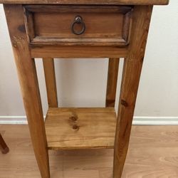 Rustic All Wood Small Side Hallway Table With Drawer
