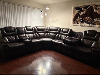 Brown leather couch