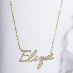 Personalized Gold Diamond Name Necklace 