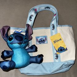DISNEY STITCH SMALL CANVAS TOTE WITH PLUSH 