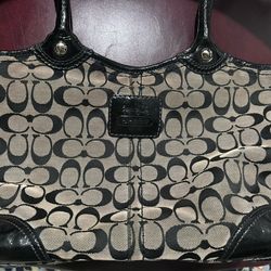 Medium Size Coach Tote Bag Gray and Black