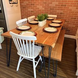 Dining table and bench