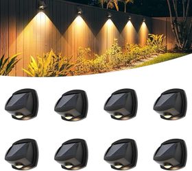 Solar Lights Outdoor Waterproof IP65, Solar Stair Lights Outdoor for Fence, Deck, Step, Dual Color LED 3 Lighting Modes House Wall Light for Porch, Ba