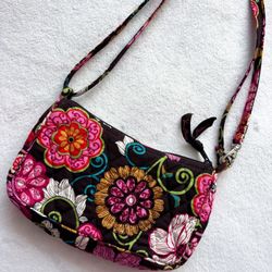 ✨ RARE VERA BRADLEY 2 WAY CROSSBODY SHOULDER MINI BAG PINK RED BLACK FLORAL ✨