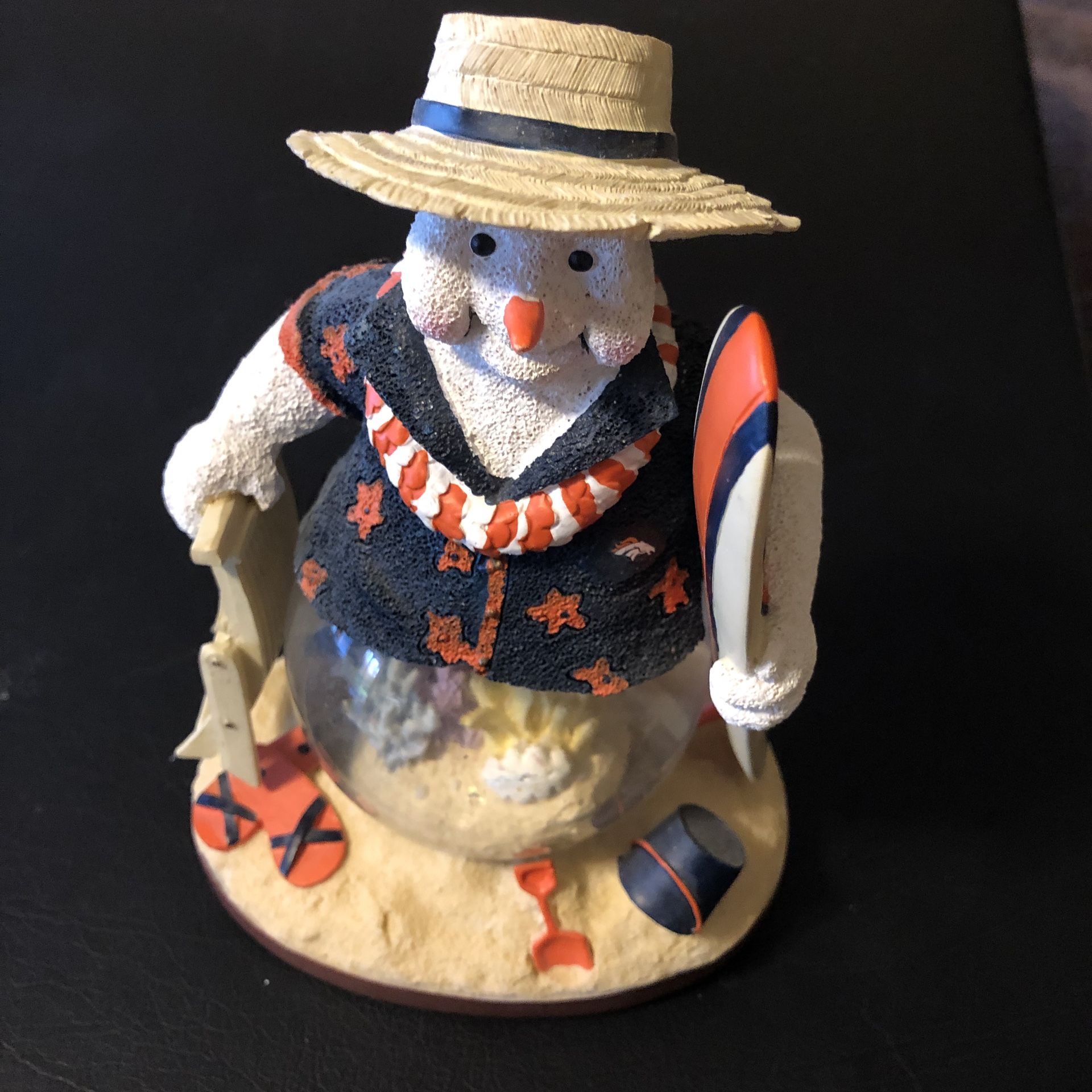 Collectible Surfboard Denver Broncos Snowman Snow Globe Figurine