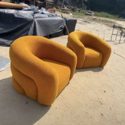 Modern Mustard Yellow Boucle Armchair - Like New!