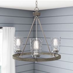 Progress Lighting Tiana 3 -Light Brushed Nickel Clear glass Steel Chandelier