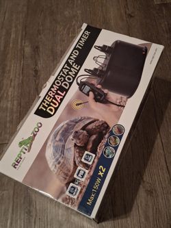 Reptile Light Fixture with Thermostat & Timer, Dual Deep Dome Fixture with PID Reptile Dimming Thermostat Switching Heat Lamp. $40 BRAND NEW!