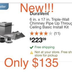 New! Dura Vent Triple wall through the Ceiling installation kit only $135