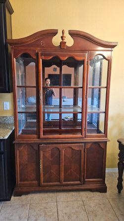 Glass and Wood Chinese Cabinet Free