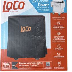 LOCO Black Rip Resistant Griddle Grill Cover 26" w/ Zippered Back 