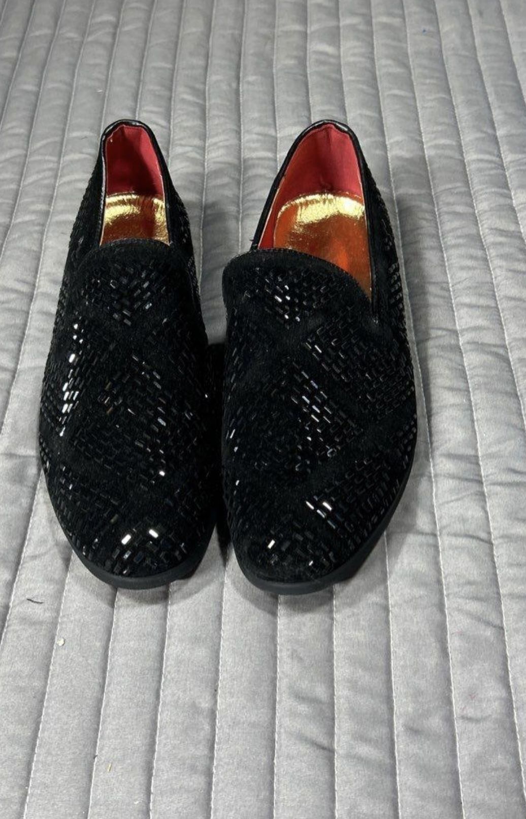 NEW MENS RED SOLES BLACK SEQUIN DRESS SHOES SIZE 7