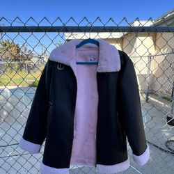Leather Jacket with pink lined faux fur!!! 