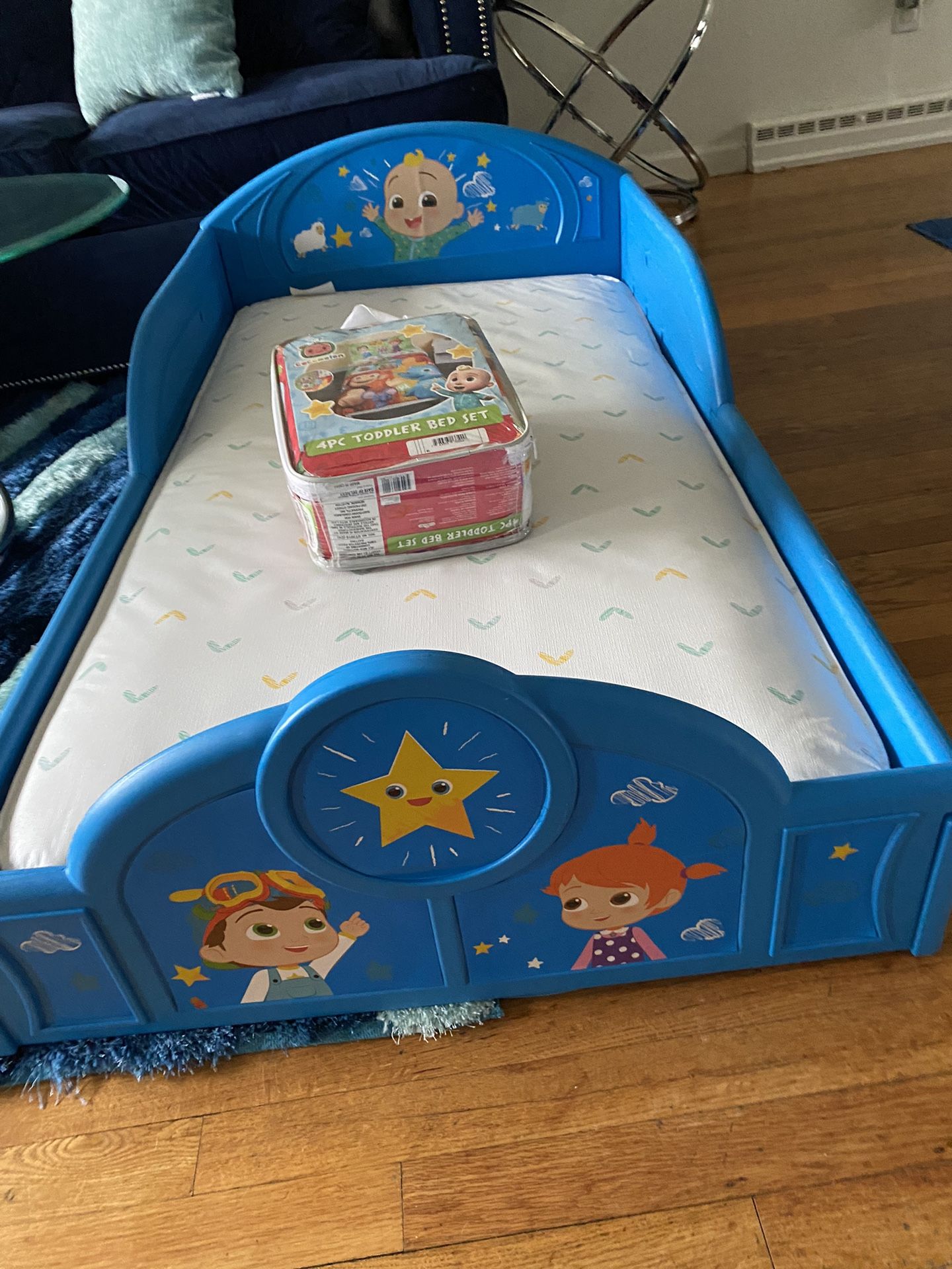 Cocomelon Toddler Bed and Bedding 