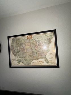 Framed US Map wall decor 38x26.5