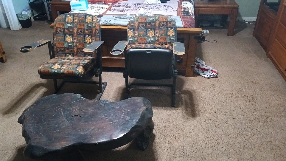 Theatre Chairs And Wood Table