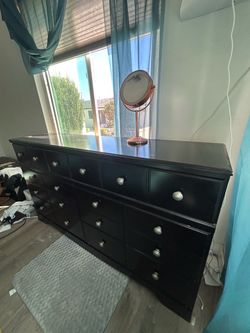 Large Black Dresser • Silver Knobs • Priced to Move — $145