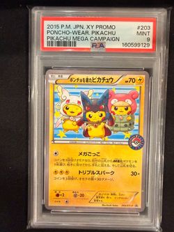 Pokemon Poncho Wearing Pikachu PSA9