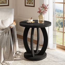 Black Round End Table, Accent Side Table