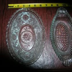 Two Glass Boat Type Trays