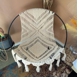 Macrame Chair, Vintage Iron Frame