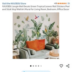 Jungle Wall Decal Green Topical Leaves