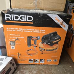 RIDGID 6 GALLON AIR COMPRESSOR BRAD NAILER COMBO