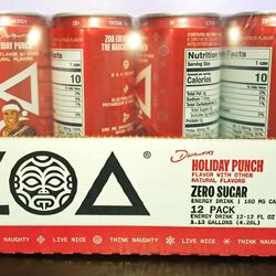 ZOA Zero Sugar Energy Drinks Dwanta's Holiday Punch 12 Fl Oz (12-Pack) Exp 10/26