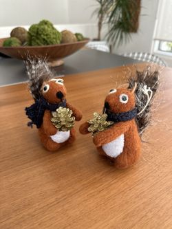 Needle Felted Holiday Squirrels