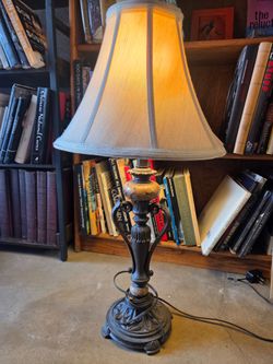 Ornate Metal Table Lamp with Shade