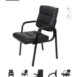 Office Home Executive Reception Guest Chair Desk Chair W/ Metal Frame, Black