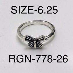 Silver Butterfly Ring For Men & Women: RGN-778-26/Size-6.25