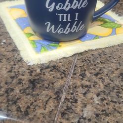 Blue "Gobble Til I Wobble" Coffee Mug