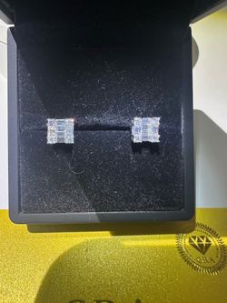Custom Moissanite Diamond Baguette Earrings 6mm
