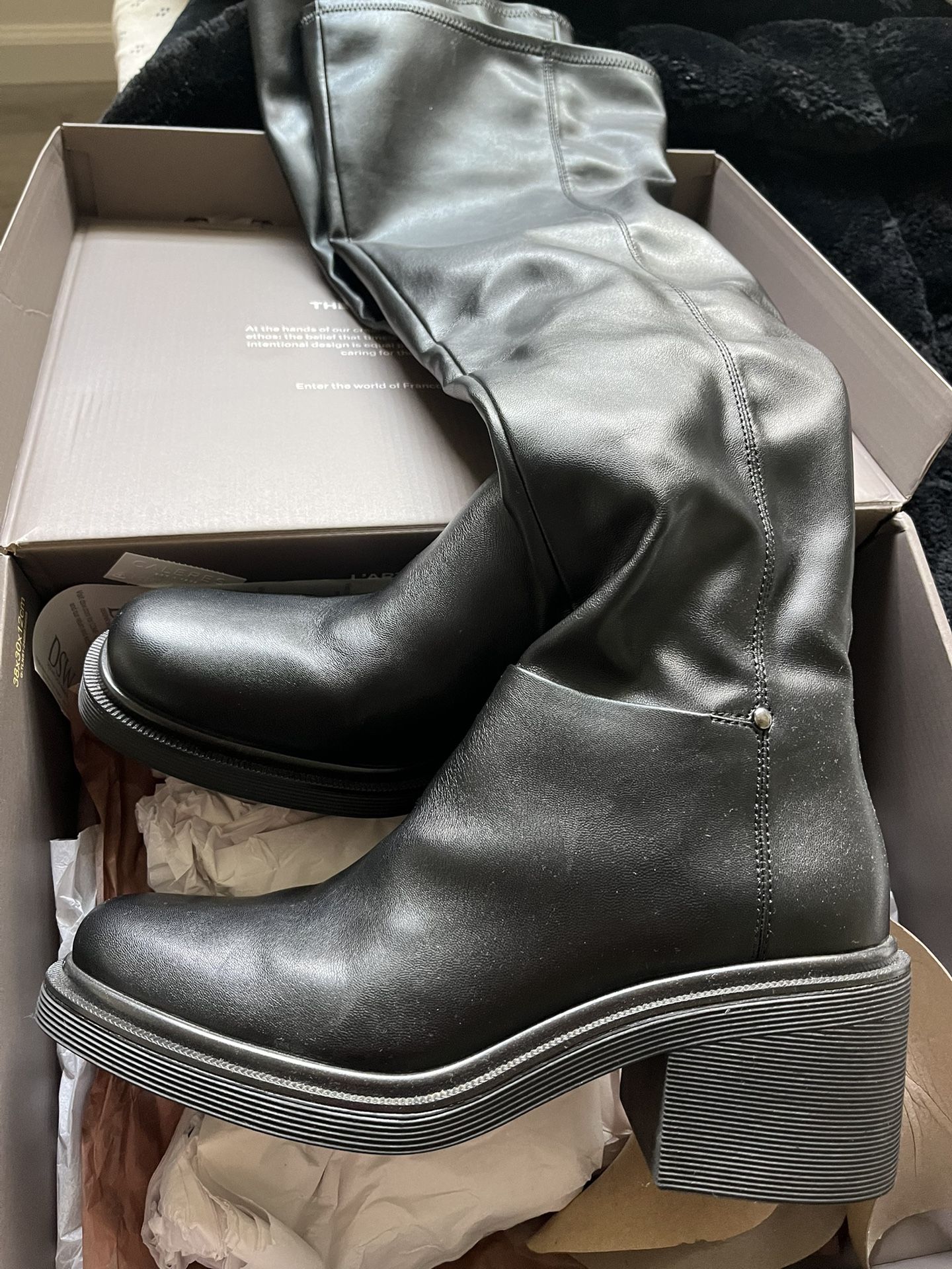 women’s black leather knee high boots