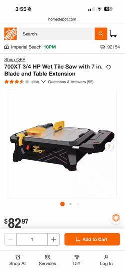 Shop QEP 700XT 3/4 HP Wet Tile Saw with 7 in. • Blade and Table Extension