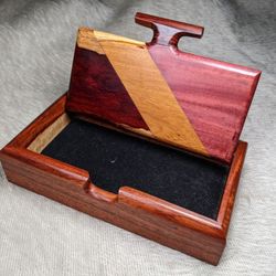 Cocobolo and cristobal wood box with T-shaped handle