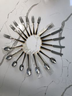 Patrick Yamazaki Ramona Black & Gold Stainless Steel Flatware