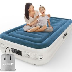 Brand New! Twin Air Mattress with Built-in Pump,Fast & Easy Inflation/Deflation Inflatable Mattress, Foldable Blow Up Mattress with Storage Bag, Infla