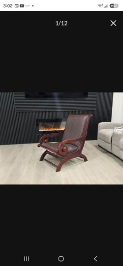 ANTIQUE RECLINING CHAIR SOLID HAND CRAFTED WOOD
