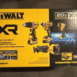 DEWALT 20V MAX XR Brushless 4-Tool Combo Kit with POWERSTACK Compact Battery, 5.0Ah Battery, Charger